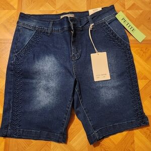 Sandpiper Jean Shorts Bermuda Shorts Denim Blue 14P Embroidered Decor